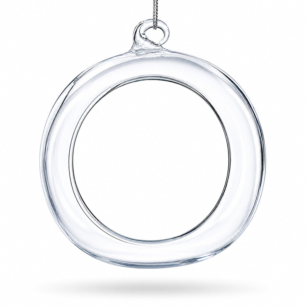 Spherical Openwork Clear Glass Christmas Ornament 4.5 Inches