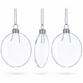 Set of 3 Flat Disc Clear Mini Glass Christmas Ornaments 2.85 Inches