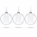 Set of 3 Clear Glass Flat Disc Medallion Christmas Ornaments