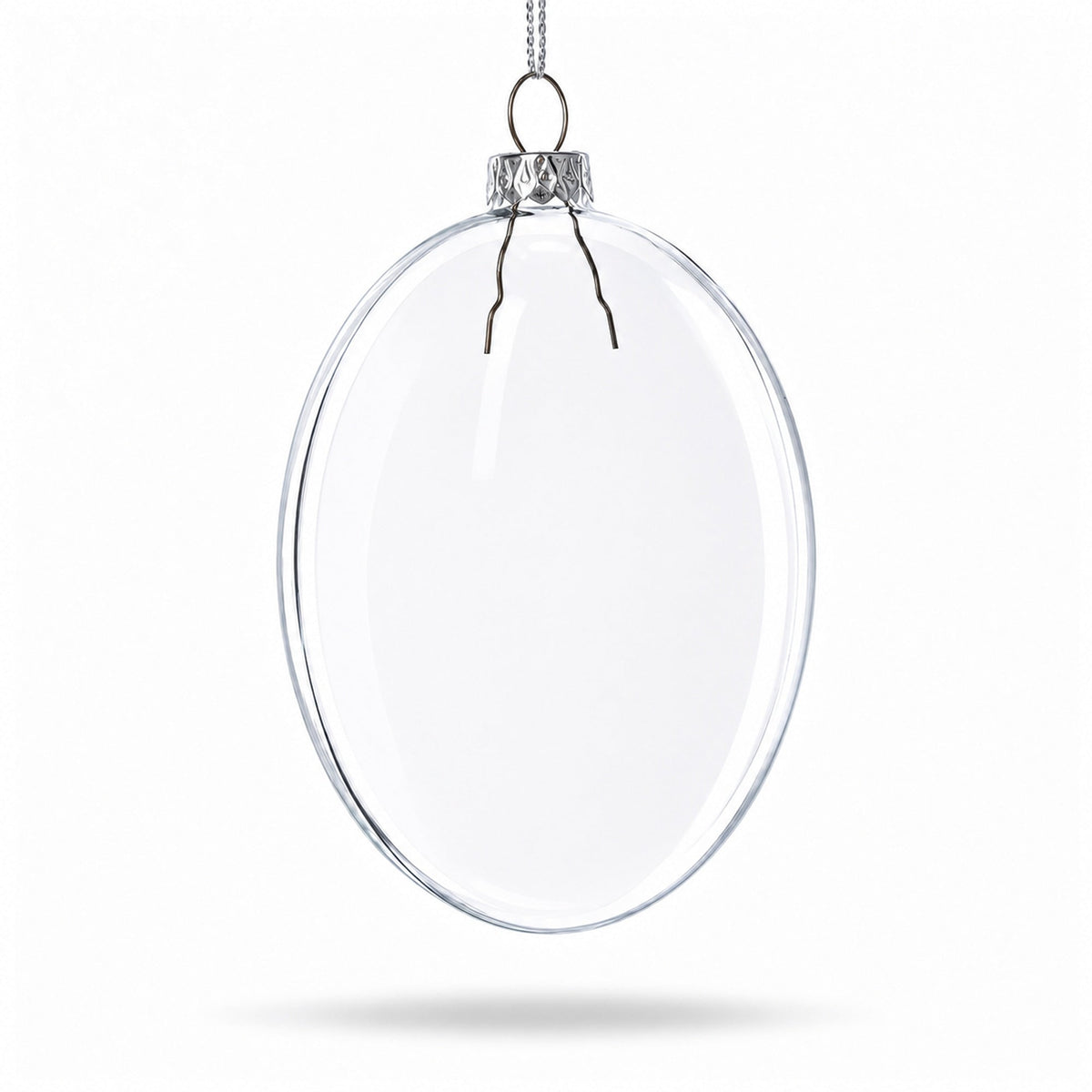 Set of 3 Clear Glass Flat Disc Medallion Christmas Ornaments