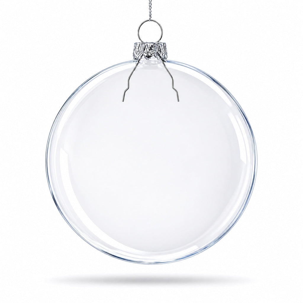 Set of 3 Clear Glass Flat Disc Medallion Christmas Ornaments