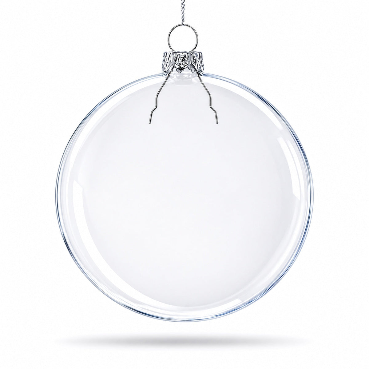 Set of 3 Clear Glass Flat Disc Medallion Christmas Ornaments