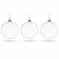 Set of 3 Flat Disc Clear Glass Christmas Ornaments 5.4 Inches