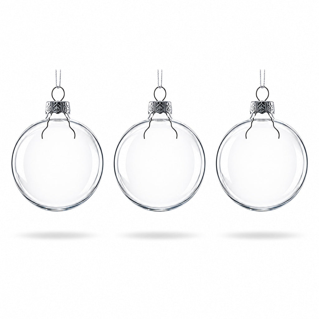 Set of 3 Clear Glass Ball Ornament 2.5