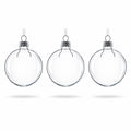 Set of 3 Clear Glass Ball Ornament 2.5