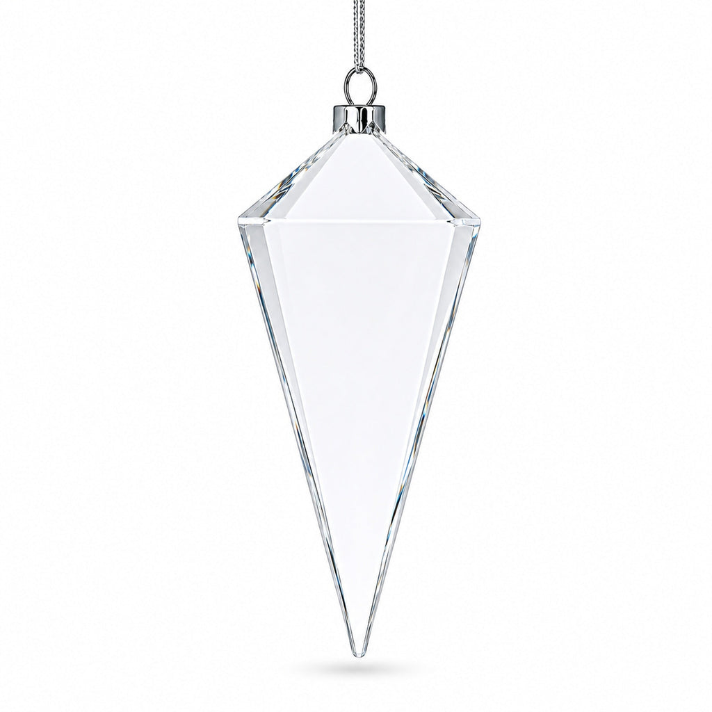 Diamond Clear Glass Christmas Ornament 3.6 Inches