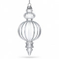 Triple Finial Clear Glass Christmas Ornament 6.7 Inches (170 mm)