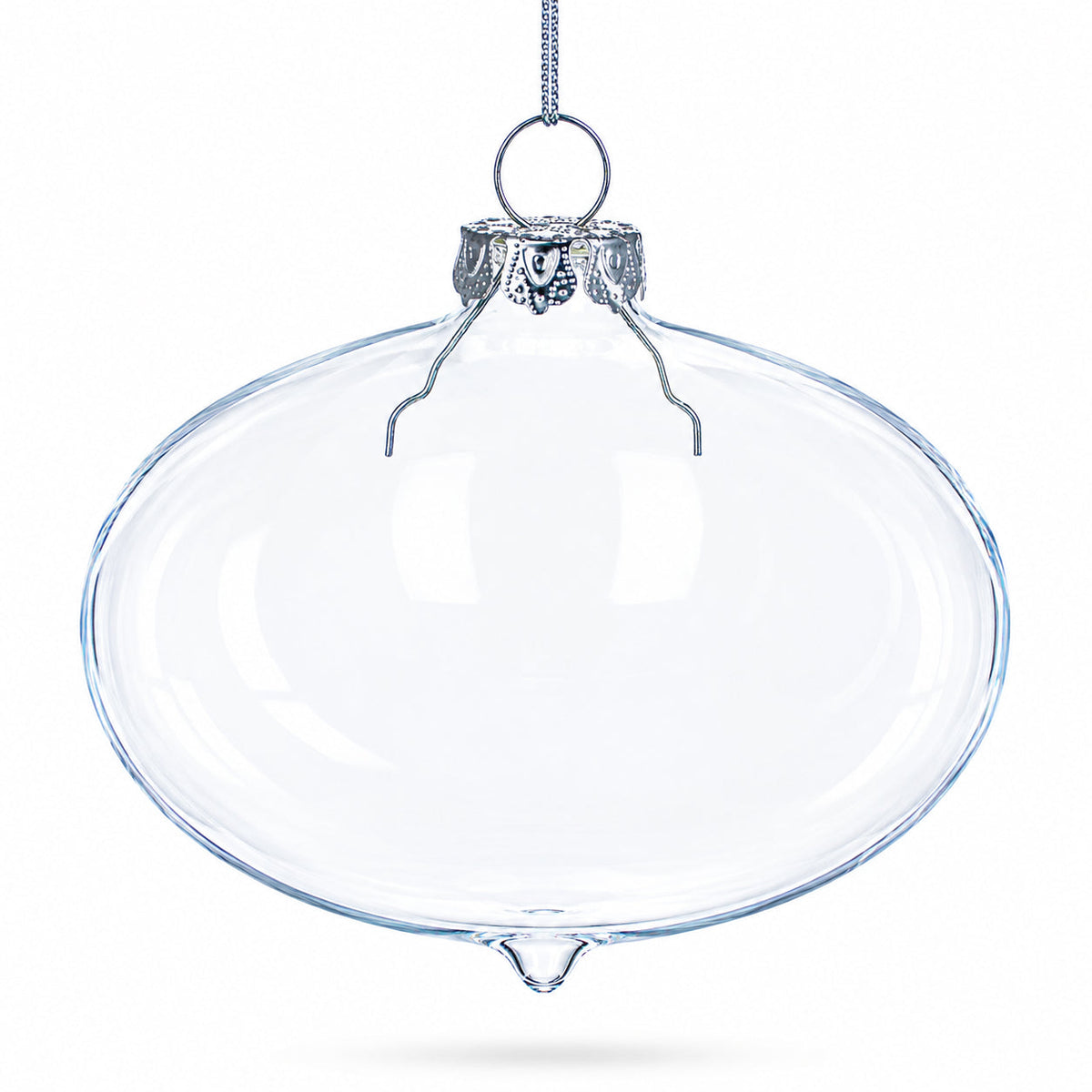 Set of 3 Onion Shape Clear Glass Christmas Ornament 4.15 Inches