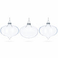 Set of 3 Onion Shape Clear Glass Christmas Ornament 4.15 Inches