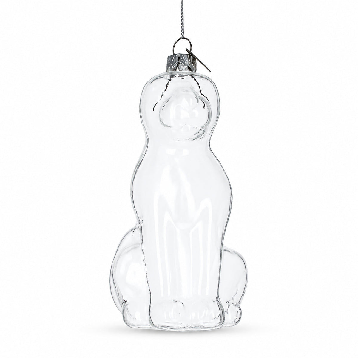 Unpainted Dog Clear Glass Christmas Ornament