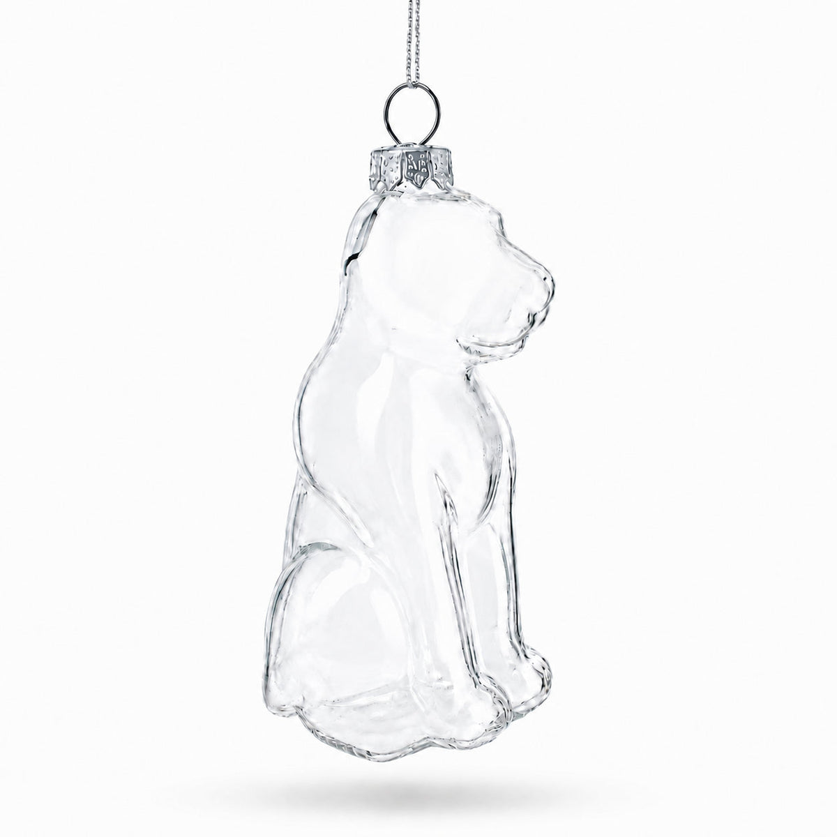 Unpainted Dog Clear Glass Christmas Ornament