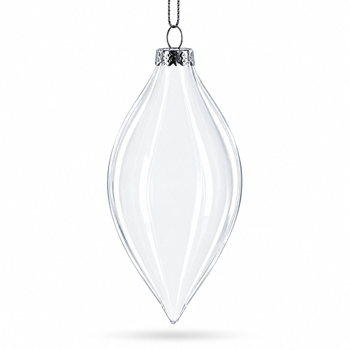 Set of 3 Oval Icicle Clear Glass Christmas Ornament 5.4 Inches