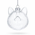 Mini Cat Head Clear Glass Christmas Ornament