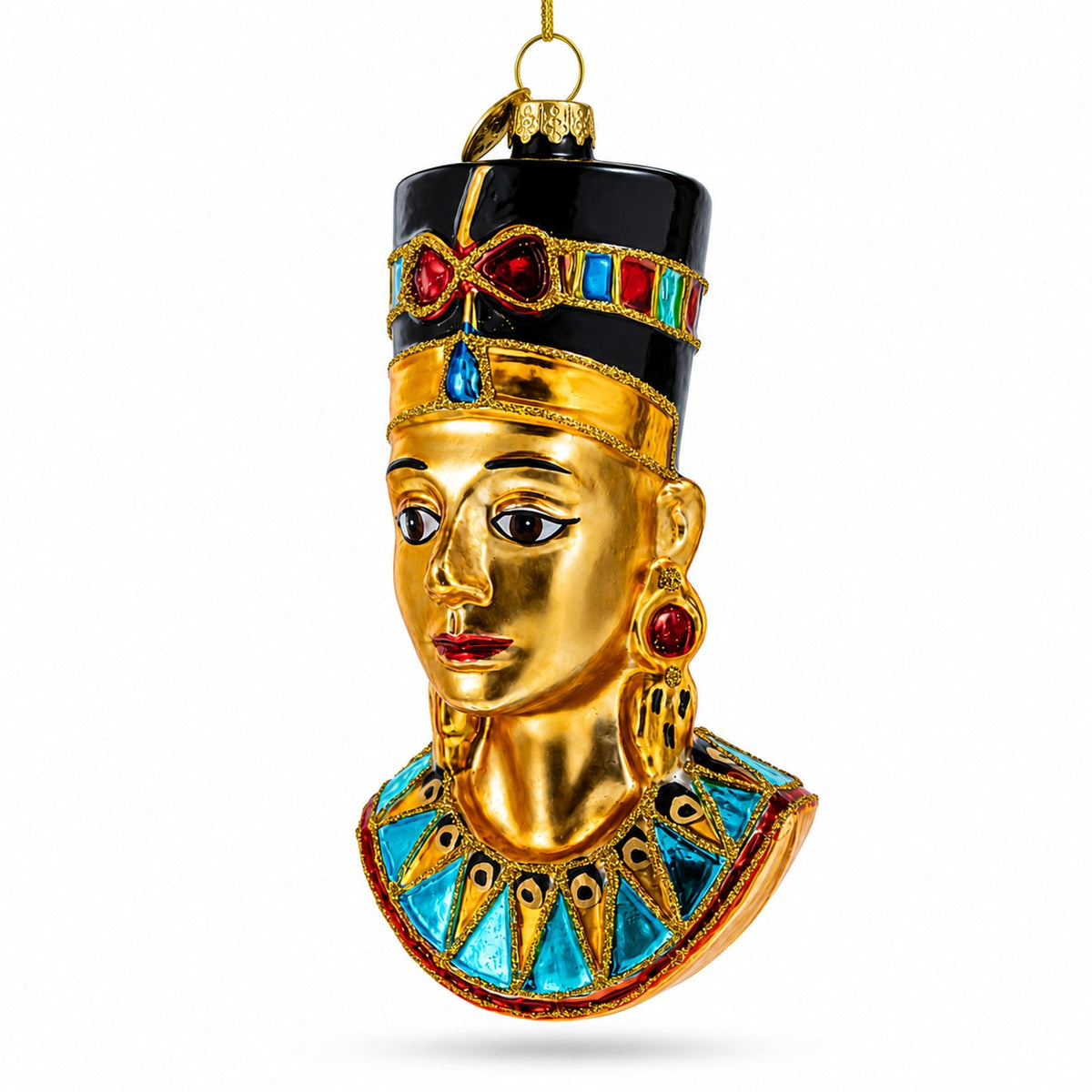 Egyptian Queen Nefertiti Glass Christmas Ornament