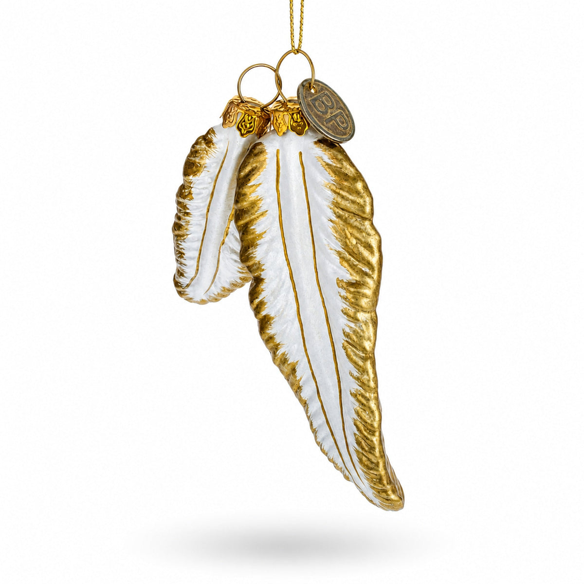 Flight Feathers Glass Christmas Ornament
