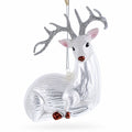 White Deer Glass Christmas Ornament
