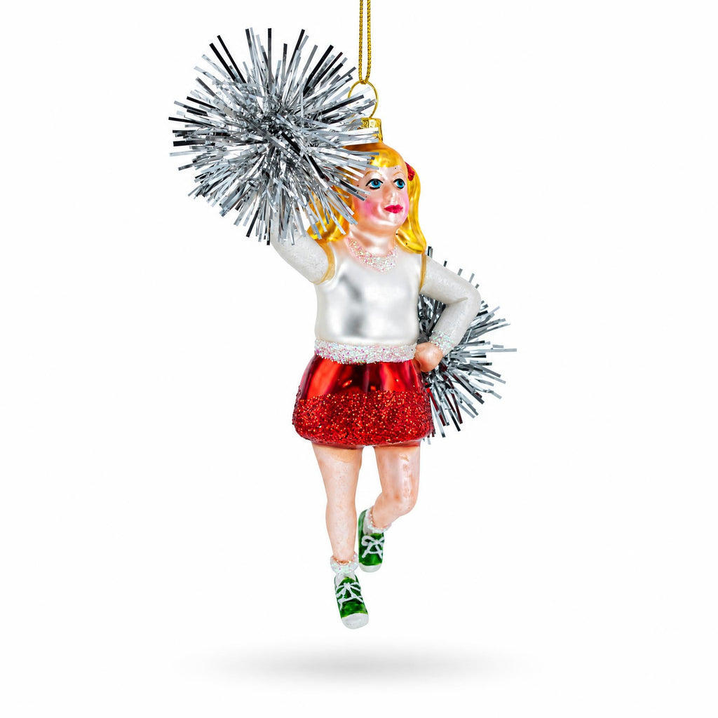 Cheerleader Glass Christmas Ornament