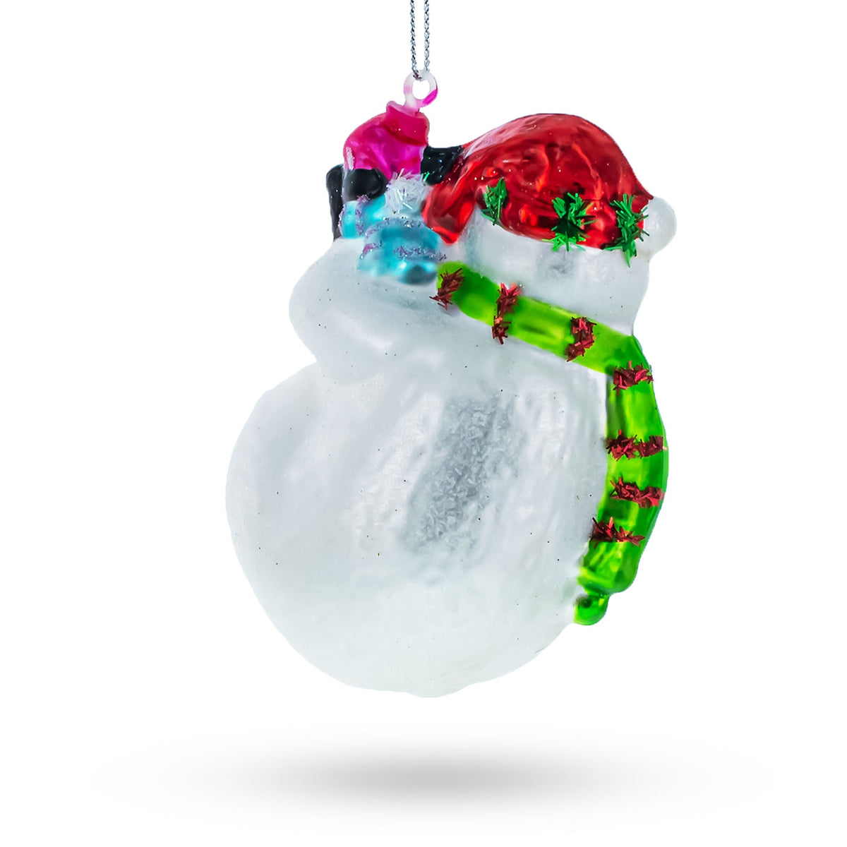Polar Bear with Penguin Glass Christmas Ornament