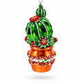 Decorated Cactus in a Pot Glass Christmas Ornament