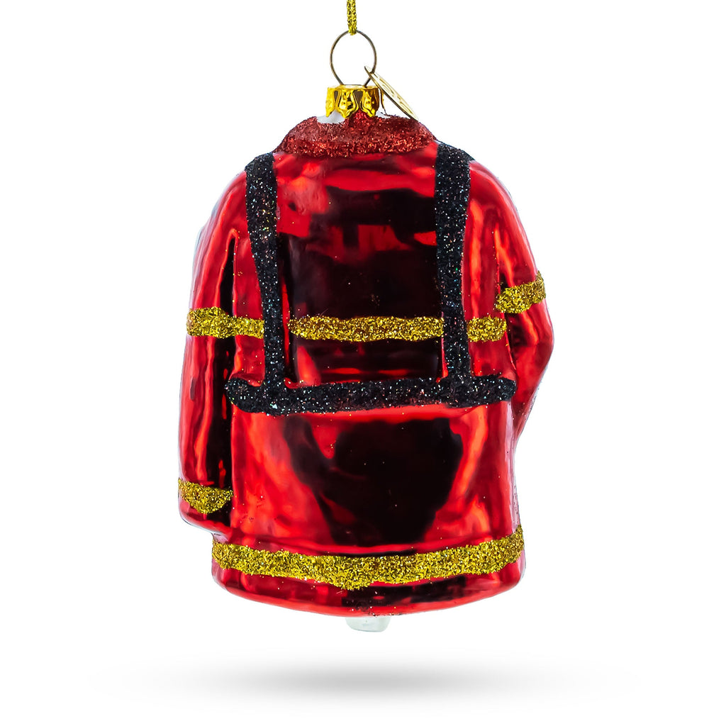 Heroic Fireman Uniform Glass Christmas Ornament