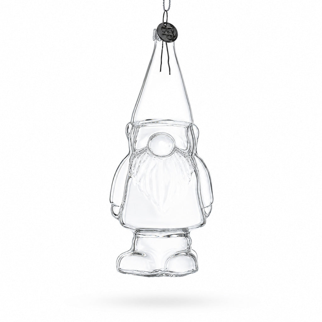 Enchanted Gnome Clear Glass Christmas Ornament