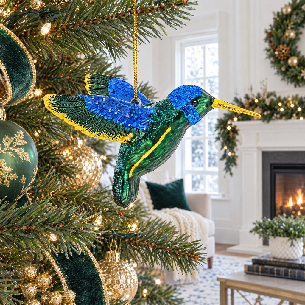 Hummingbird Glass Christmas Ornament