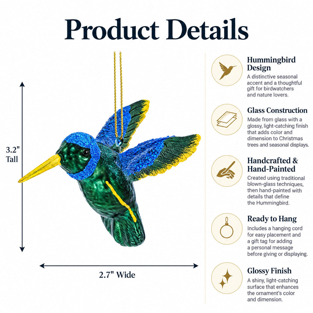 Hummingbird Glass Christmas Ornament