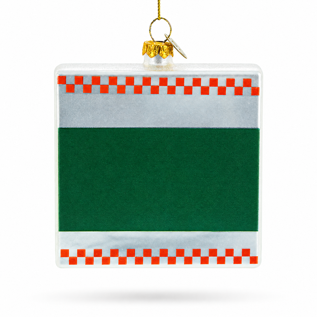 Takeout Pizza Box Glass Christmas Ornament