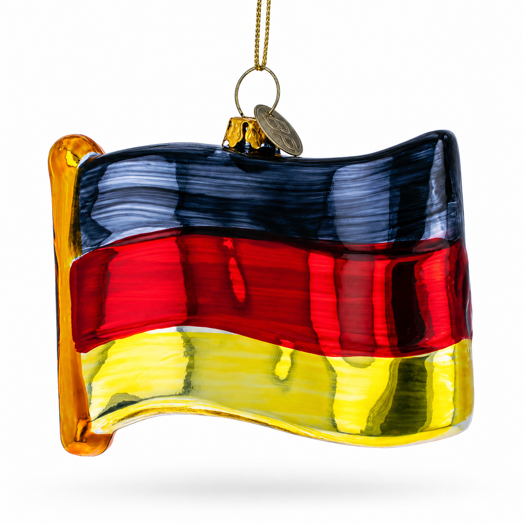 Waving Flag of Germany Glass Christmas Ornament
