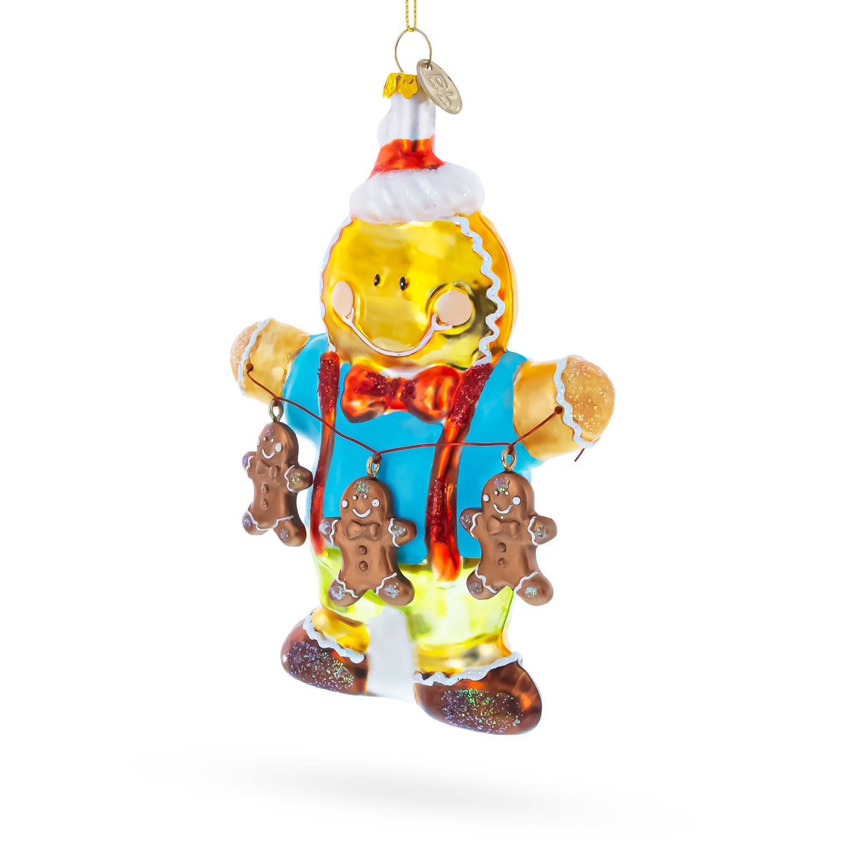Jolly Gingerbread Man Glass Christmas Ornament