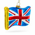 Waving Flag of United Kingdom Glass Christmas Ornament