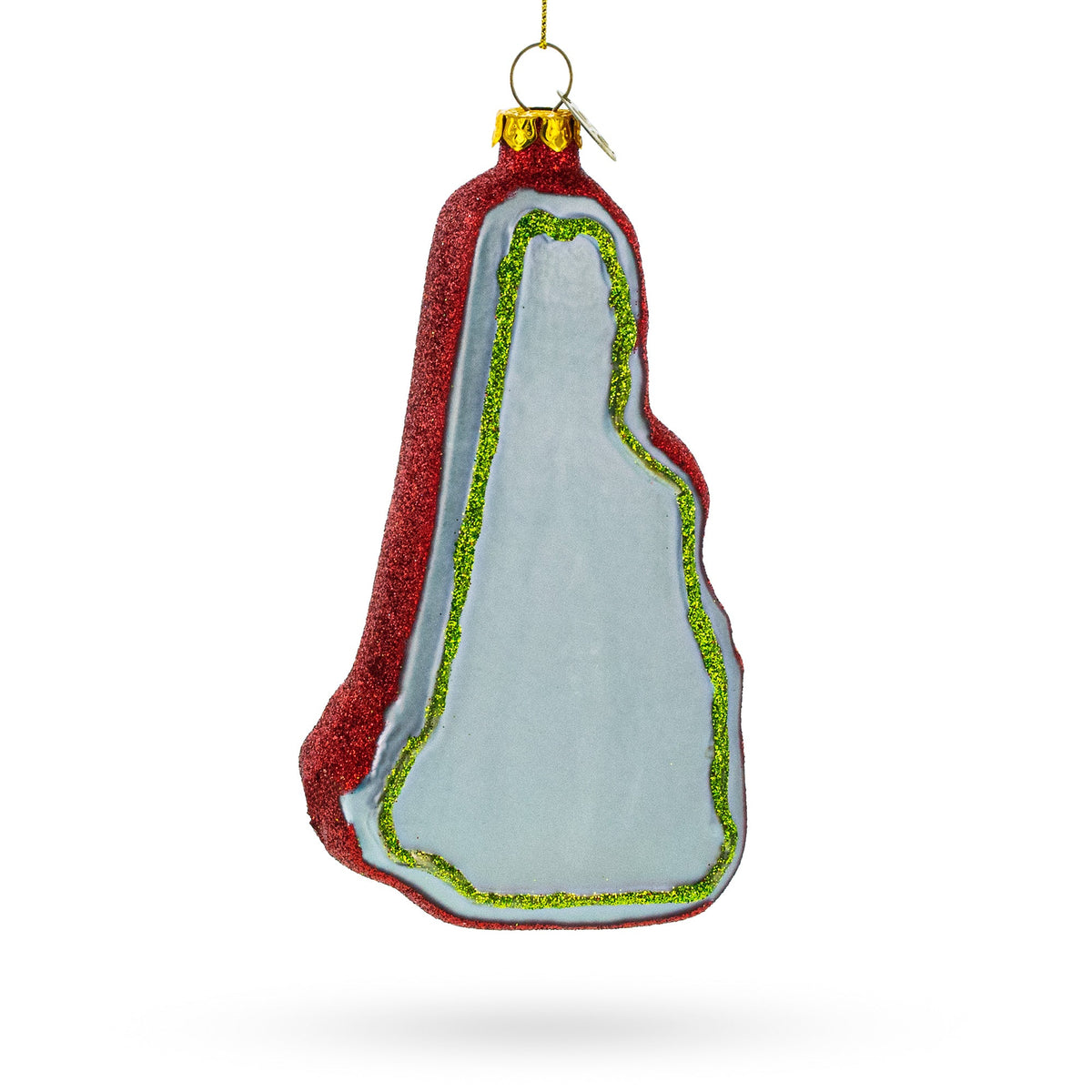 State of New Hampshire Symbols, USA Glass Christmas Ornament