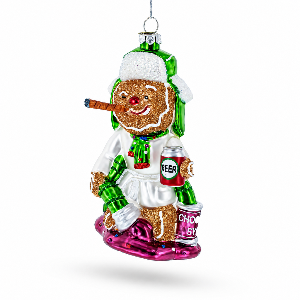 Gingerbread Party Relaxer Glass Christmas Ornament