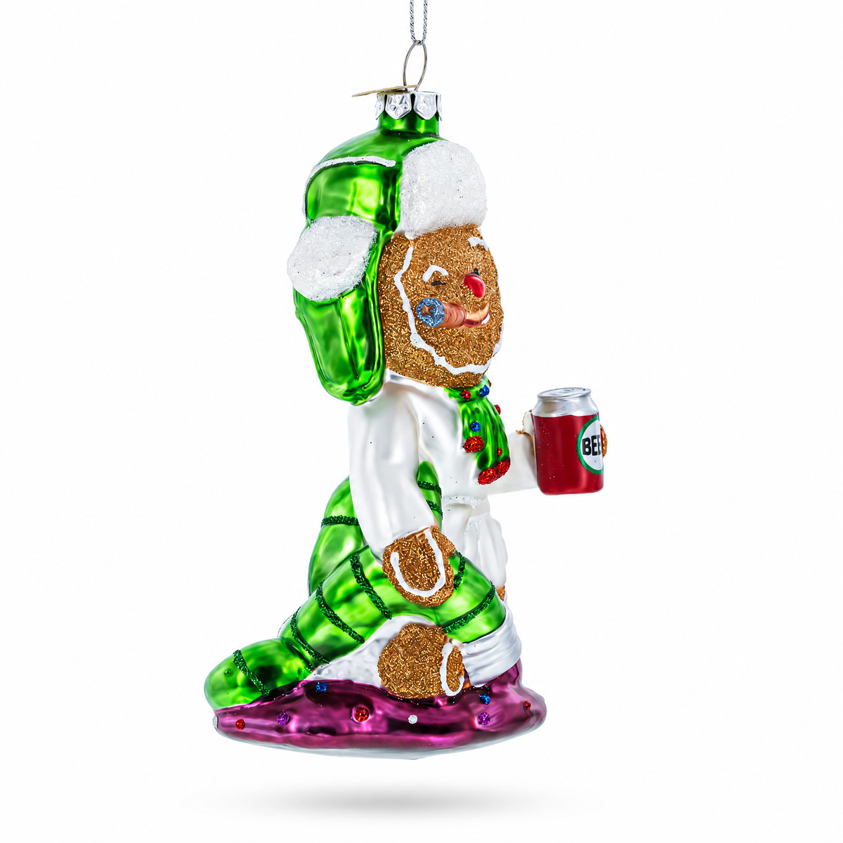 Gingerbread Party Relaxer Glass Christmas Ornament