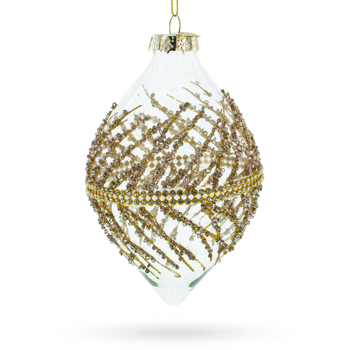 Golden Glitters on Clear Glass Radiant Glass Christmas Ornament