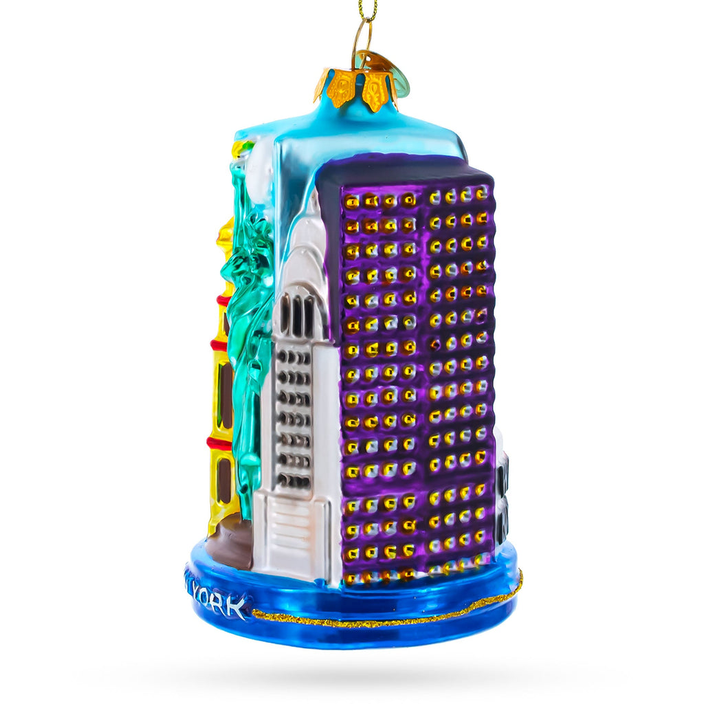 Landmarks of New York City Glass Christmas Ornament