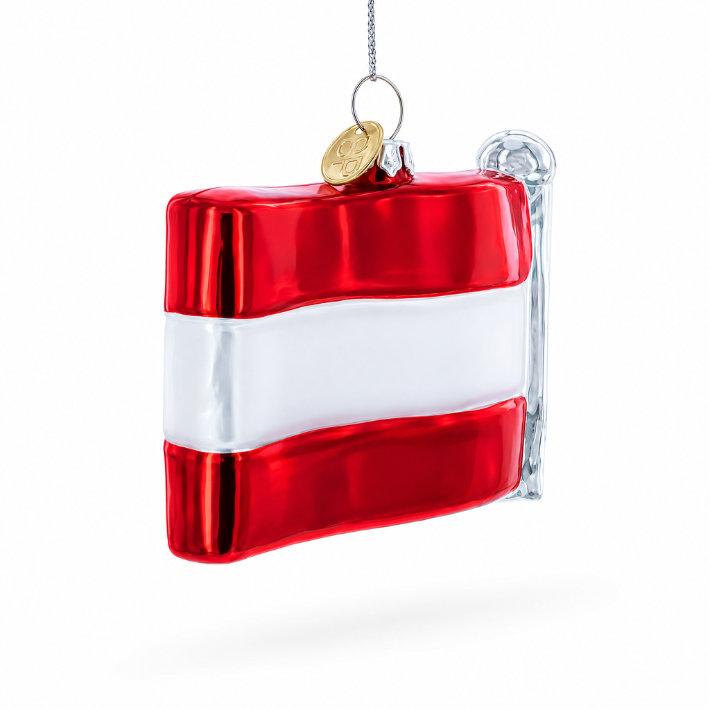 Waving Flag of Austria Glass Christmas Ornament