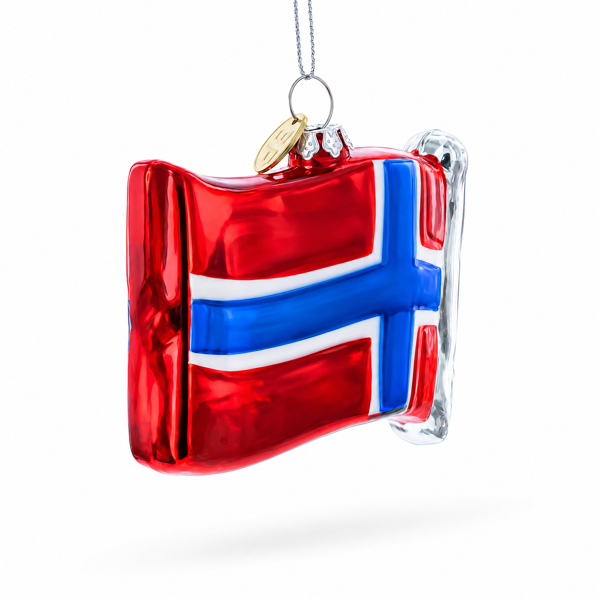 Waving Flag of Norway Glass Christmas Ornament