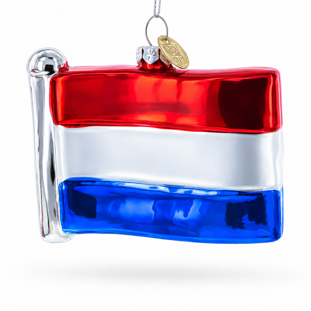 Waving Flag of Netherlands Glass Christmas Ornament