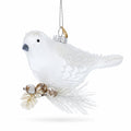 Frosted White Bird Glass Christmas Ornament