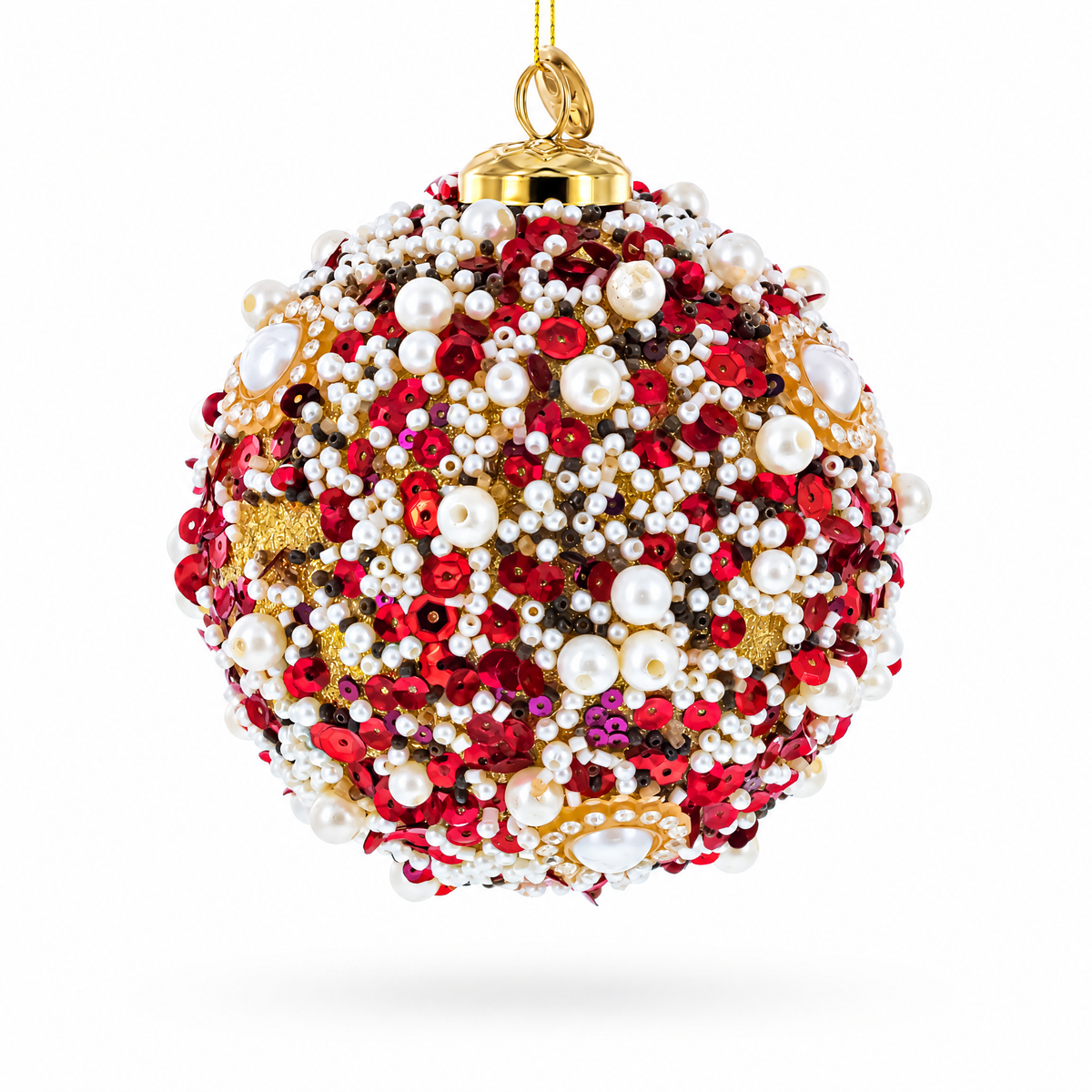 Luxury Pearl & Sequin Beaded Glass Christmas Ornament