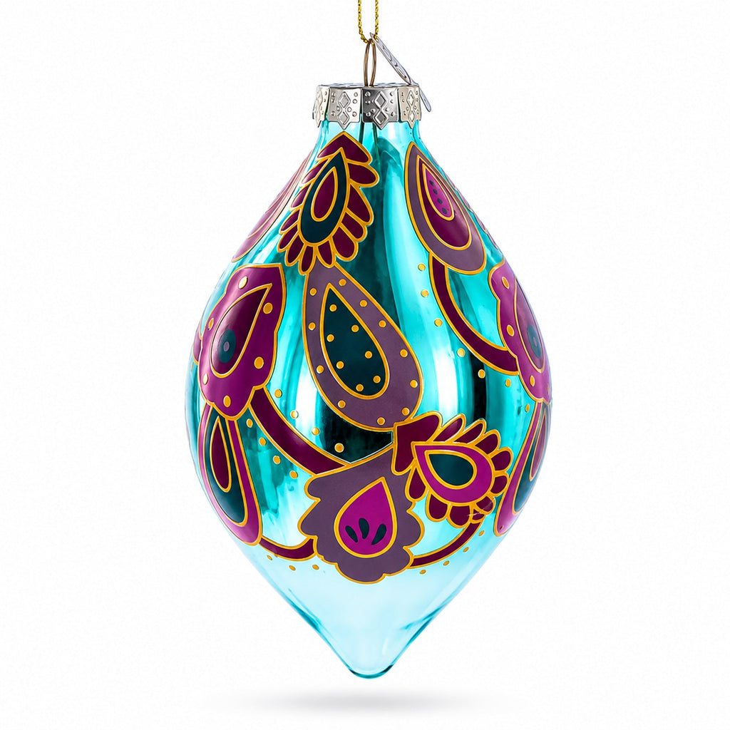 Teardrop Paisley Finial Glass Christmas Ornament