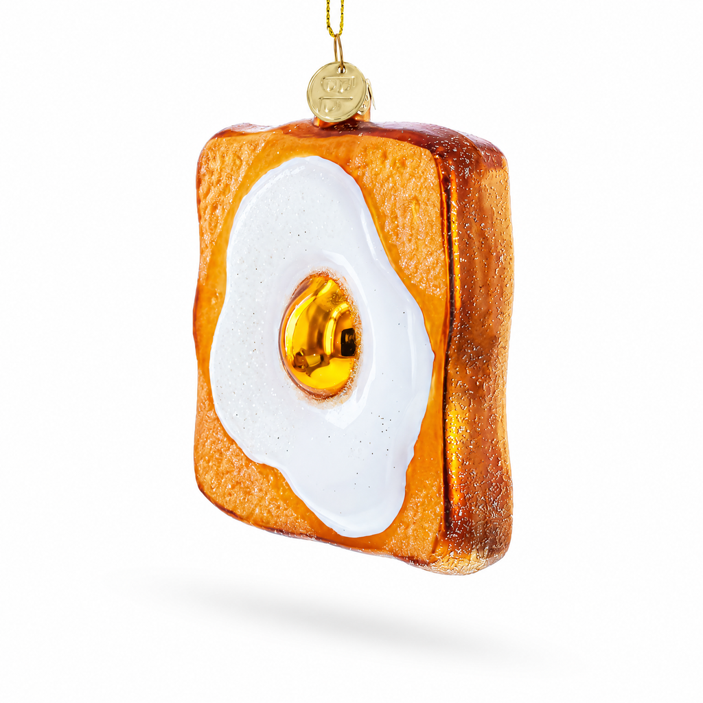 Egg on Toast Glass Christmas Ornament