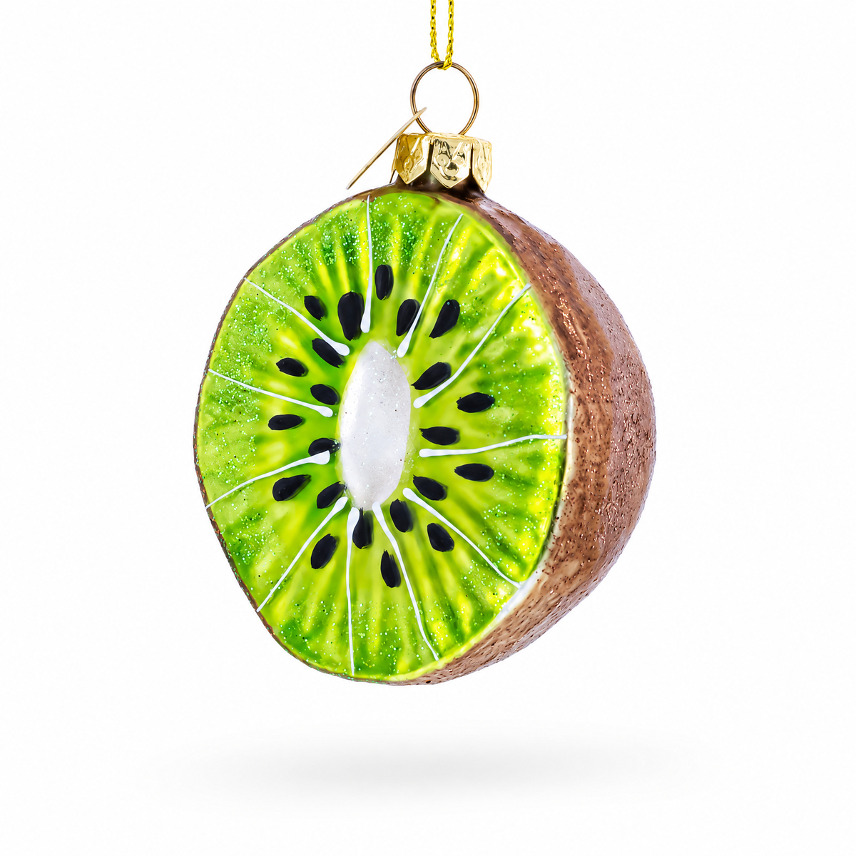 Kiwi Slice Glass Christmas Ornament