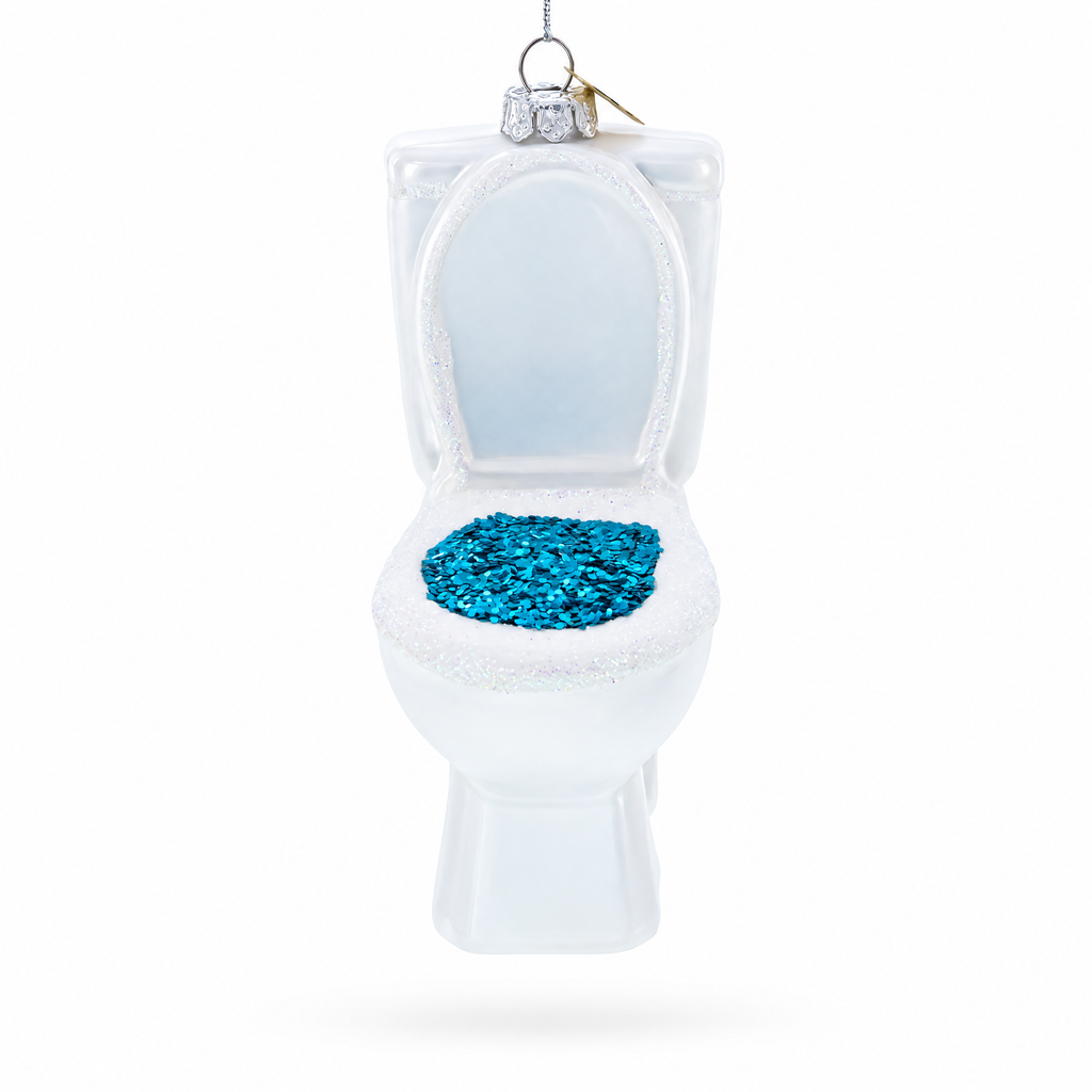Quirky Toilet Glass Christmas Ornament