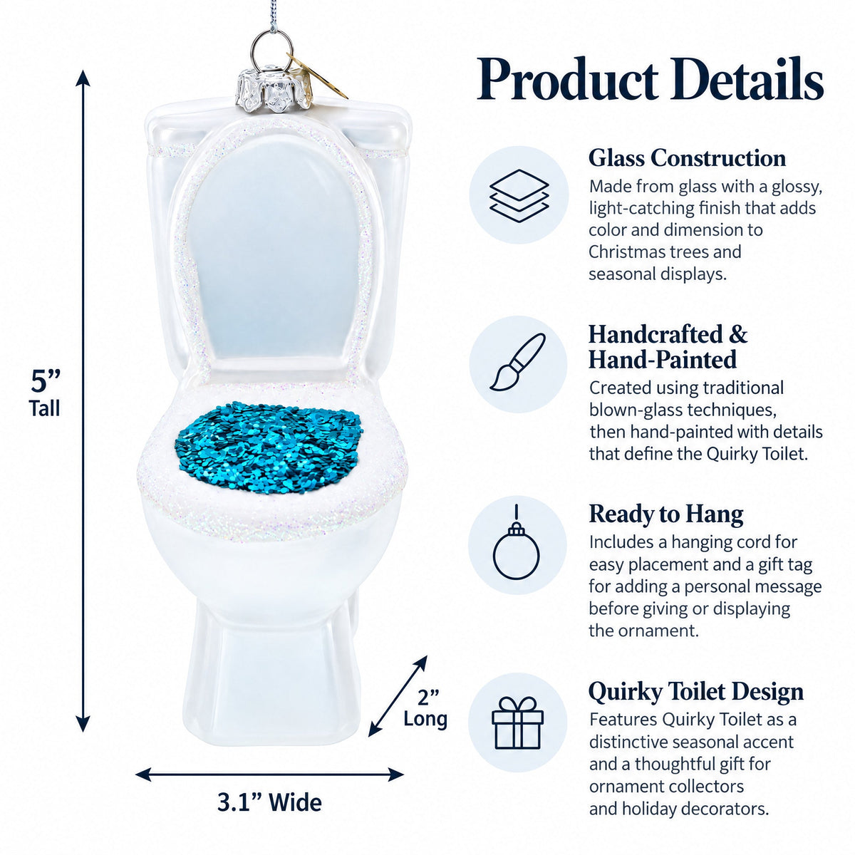 Quirky Toilet Glass Christmas Ornament