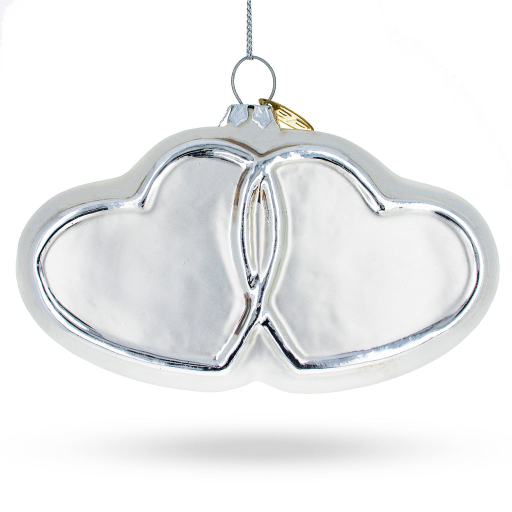 Linked Silver Hearts Glass Christmas Ornament