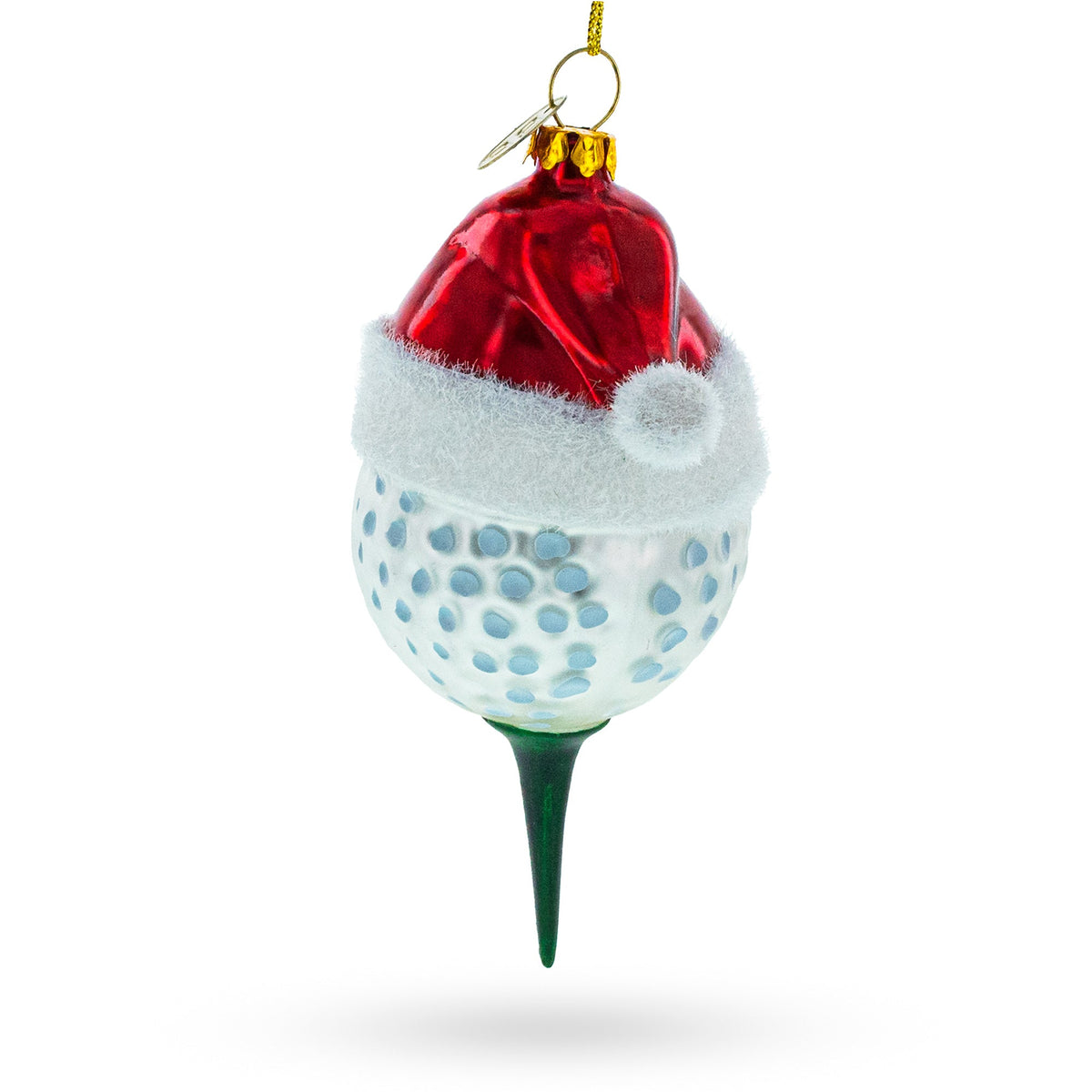 Golf Ball with Holiday Cheer Glass Christmas Ornament