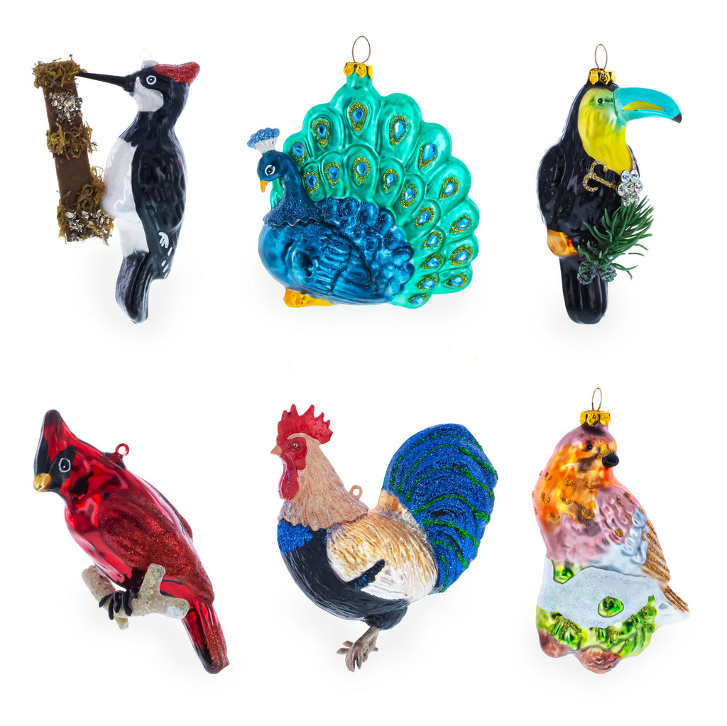Wise Owl Playing Harmonica Glass Christmas Ornament