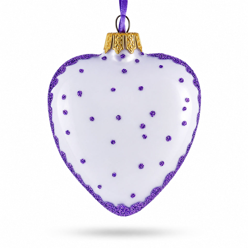 Teddy For My Grandson Glass Heart Christmas Ornament